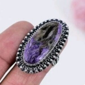 Russian Charoite Gemstone 925 Sterling Silver Handmade Ring
